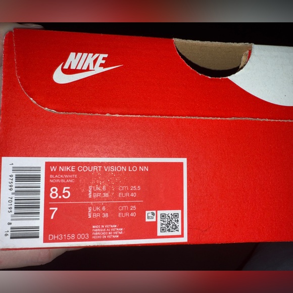 New Nike Black White Court Vision Low Sneakers - Picture 4 of 4